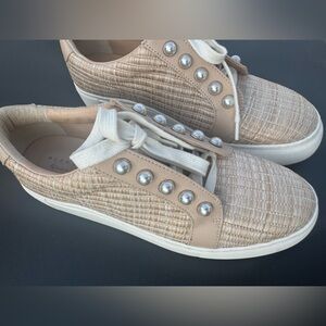 Alex Marie Tan Sneakers with Pearl Details